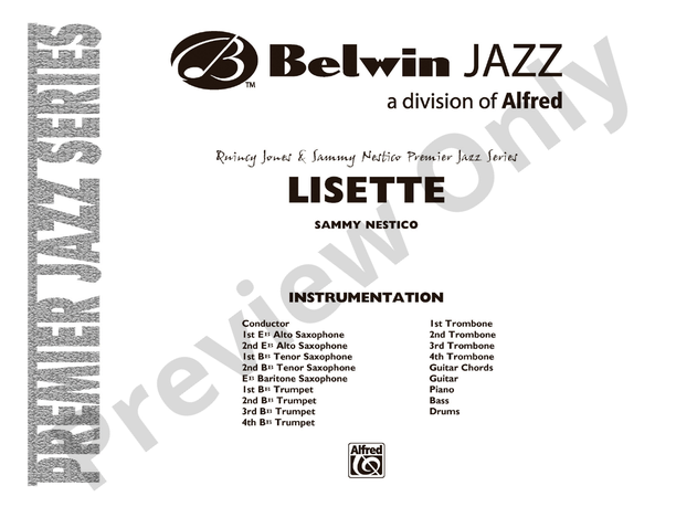 Lisette - Jazz Ensemble Conductor Score & Parts (Digital Download)