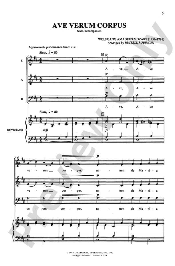 Ave Verum Corpus – SAB Choral Octavo (Digital Download)