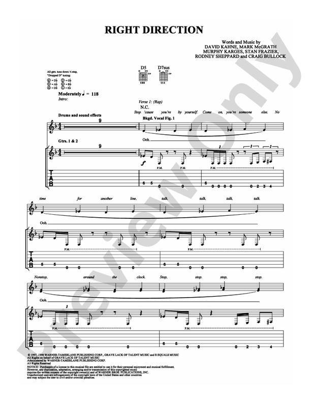 Right Direction - Guitar TAB (Digital Download)