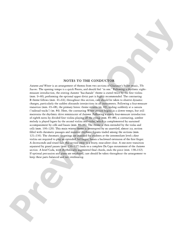 Autumn and Winter - String Orchestra Conductor Score & Parts (Digital Download)
