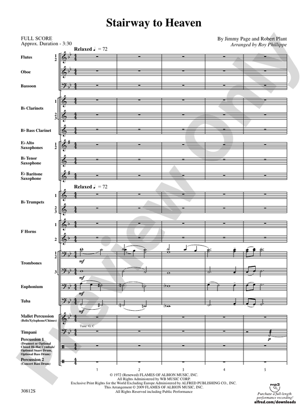 Stairway to Heaven - Concert Band Conductor Score & Parts (Digital Download)