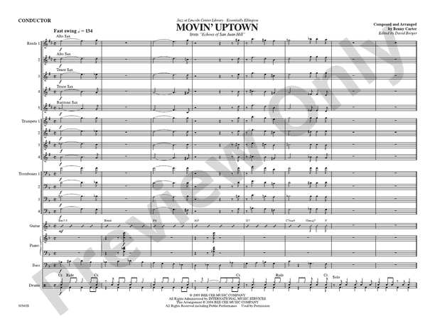 Movin' Uptown - Jazz Ensemble Conductor Score & Parts (Digital Download)