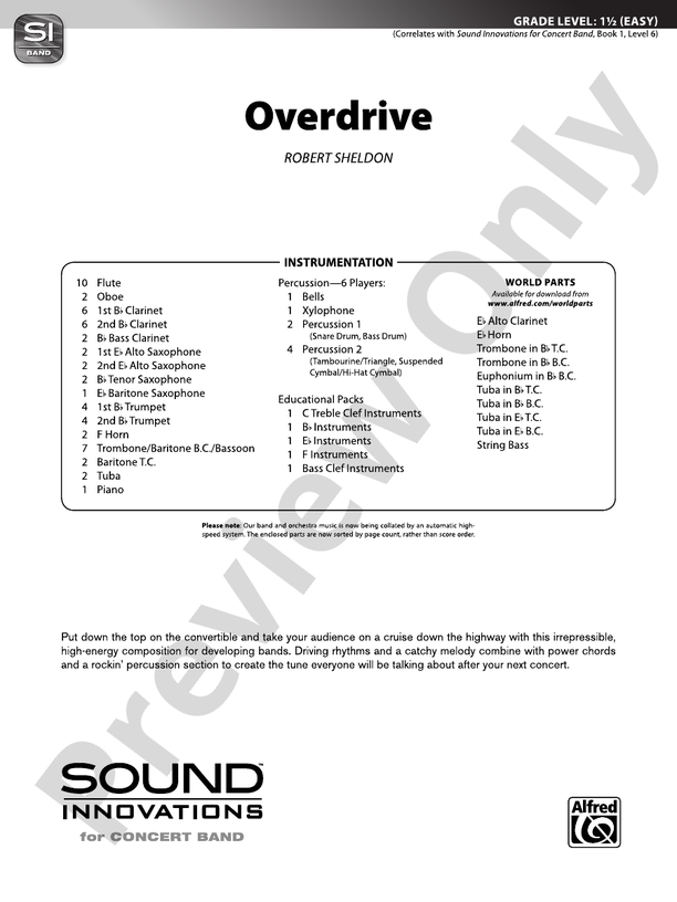 Overdrive - Concert Band Conductor Score & Parts (Digital Download)