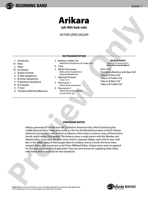 Arikara - Concert Band Conductor Score & Parts (Digital Download)