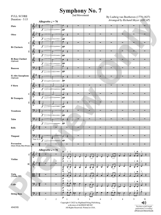 Symphony No. 7 – Full Orchestra Conductor Score & Parts (Digital Download)