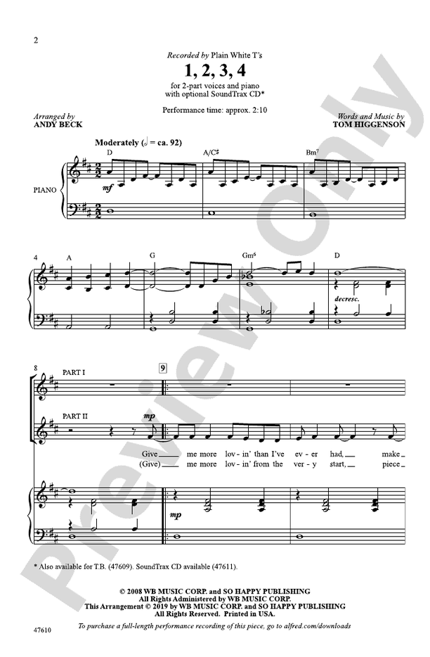1, 2, 3, 4 - 2-Part Choral Octavo (Digital Download)