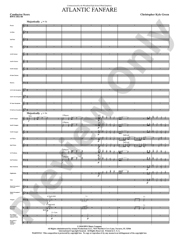 Atlantic Fanfare - Concert Band Conductor Score & Parts (Digital Download)