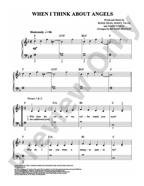 When I Think About Angels - Arr. Richard Bradley - Easy Piano (Digital Download)