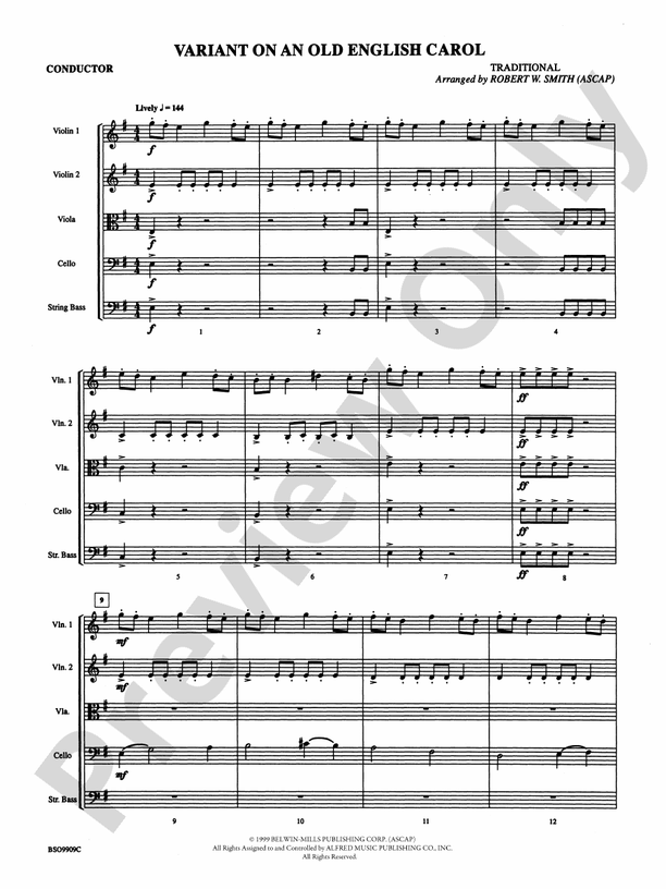Variant on an Old English Carol – String Orchestra Conductor Score & Parts (Digital Download)