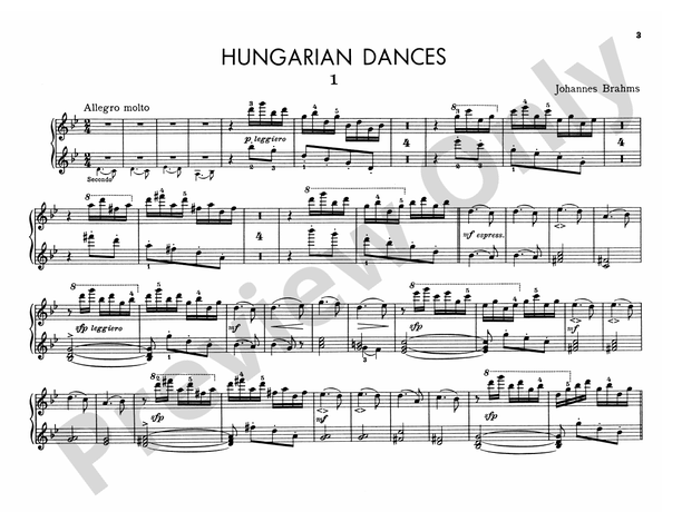 Brahms - Hungarian Dances, Volume I - 1 Piano, 4 Hands (Digital Download)