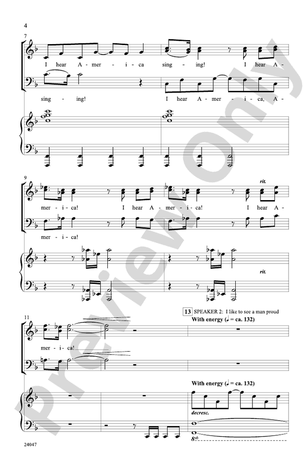 I Hear America Singing! – SAB Choral Octavo - Digital Sheet Music Download (Digital Download)