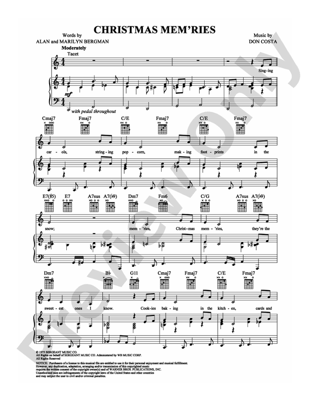 Christmas Mem'ries -  Don Costa - PVG (Digital Download)