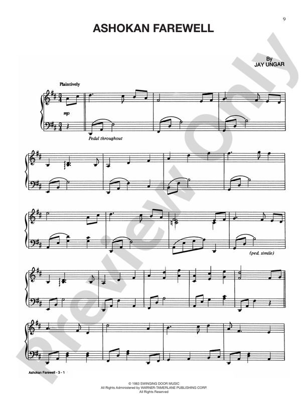 Ashokan Farewell - Piano Solo (Digital Download)