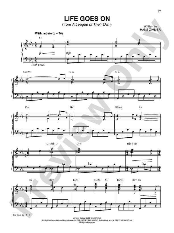 Life Goes On - Piano (Digital Download)