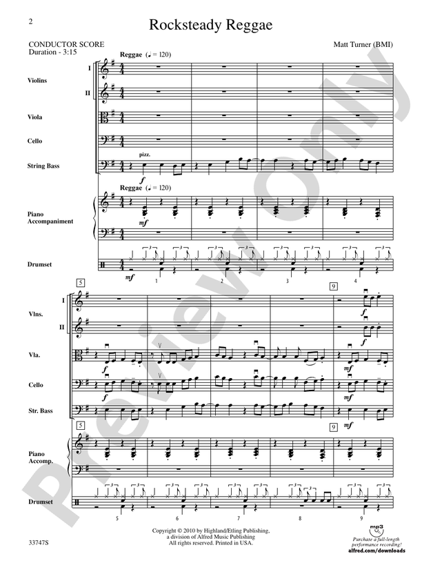 Rocksteady Reggae – String Orchestra Conductor Score & Parts (Digital Download)