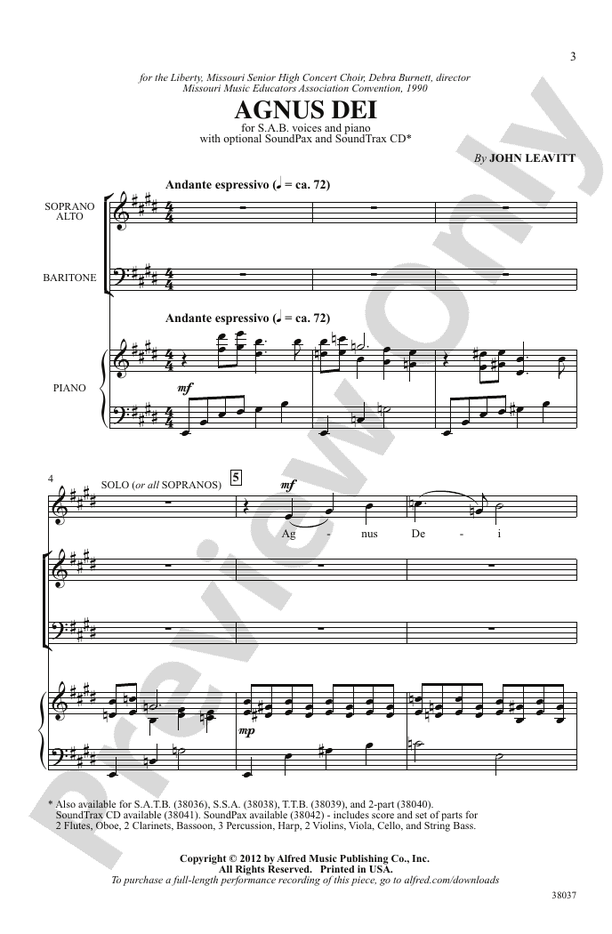 Agnus Dei - John Leavitt - SAB Choral Octavo (Digital Download)