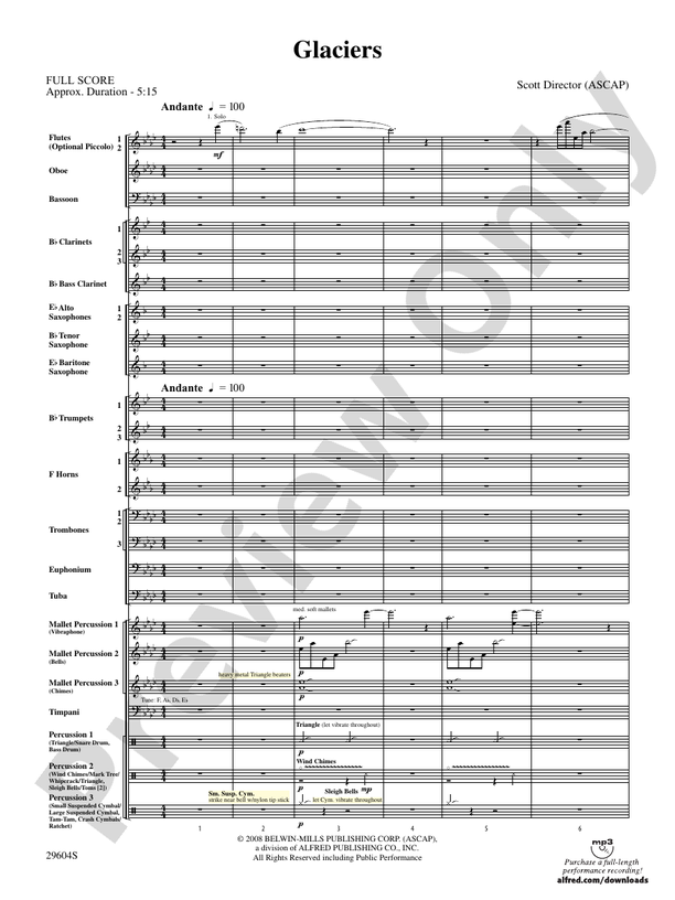 Glaciers - Concert Band Conductor Score & Parts (Digital Download)