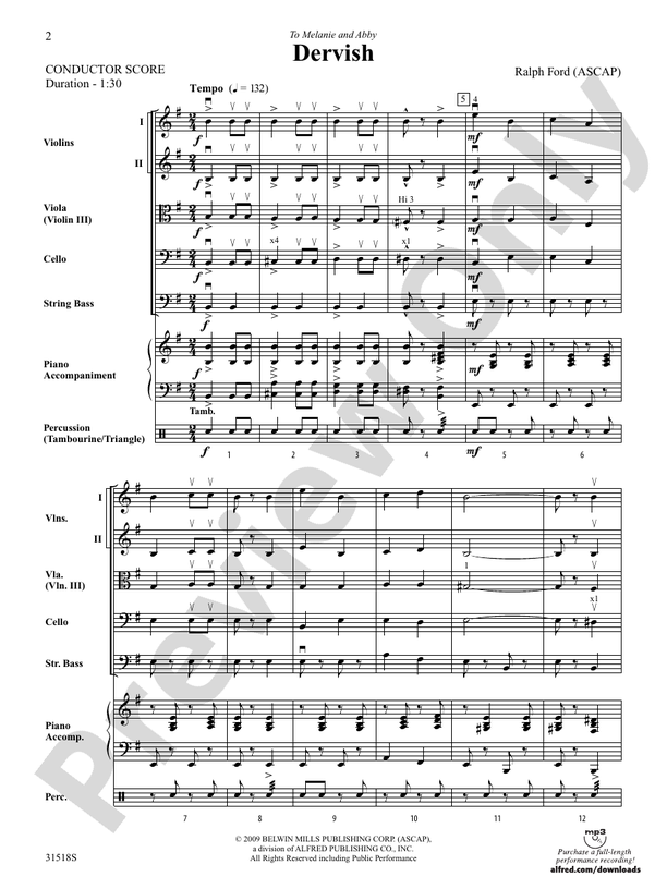 Dervish – String Orchestra Conductor Score & Parts (Digital Download)
