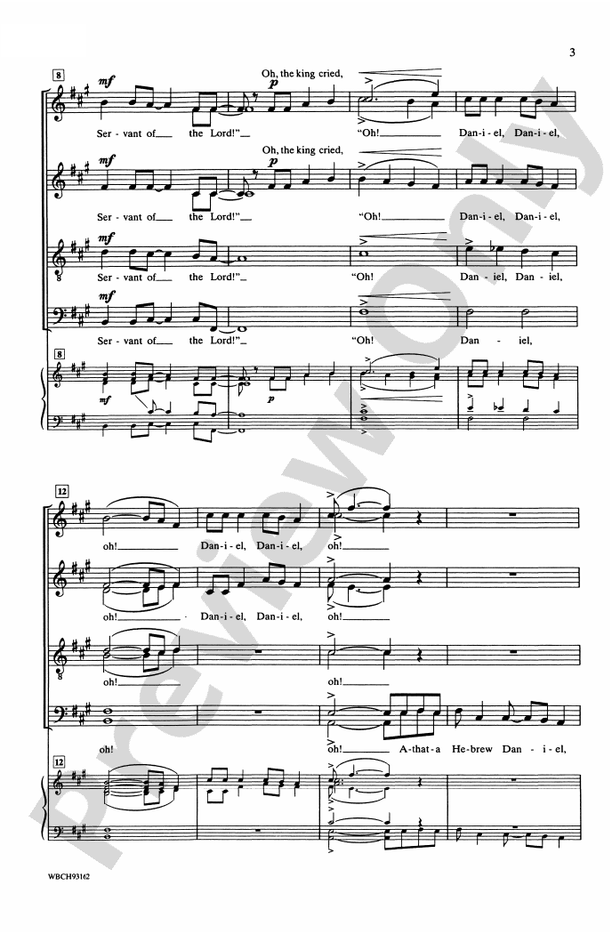 Daniel, Daniel, Servant of the Lord – SSAATTBB, a cappella Choral Octavo (Digital Download)