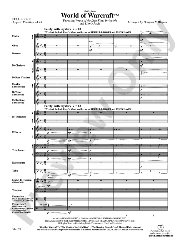 World of Warcraft, Suite from - Concert Band Conductor Score & Parts (Digital Download)