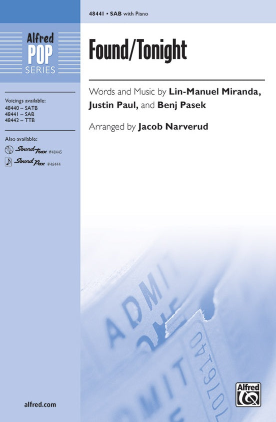 Found/Tonight – SAB Choral Octavo (Digital Download)