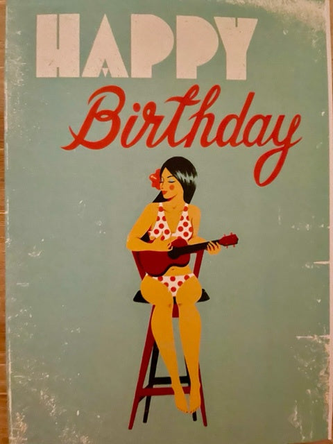 Greeting Card Happy Birthday Woman Playing the Ukulele