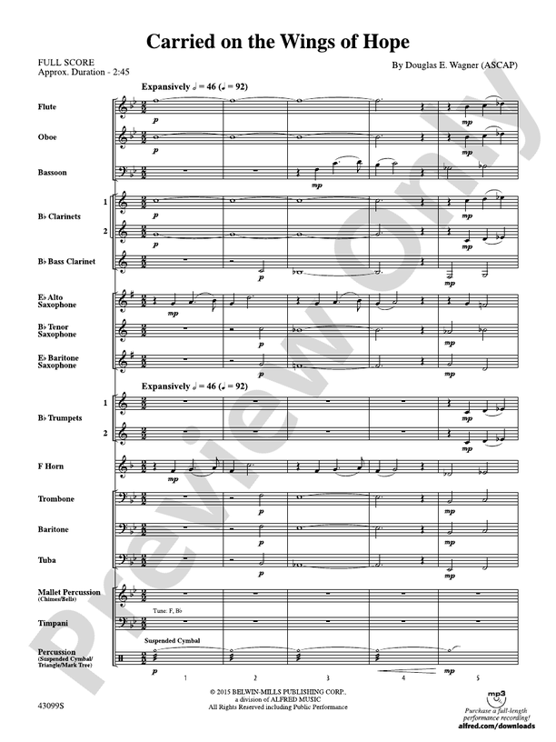 Carried on the Wings of Hope - Concert Band Conductor Score & Parts (Digital Download)