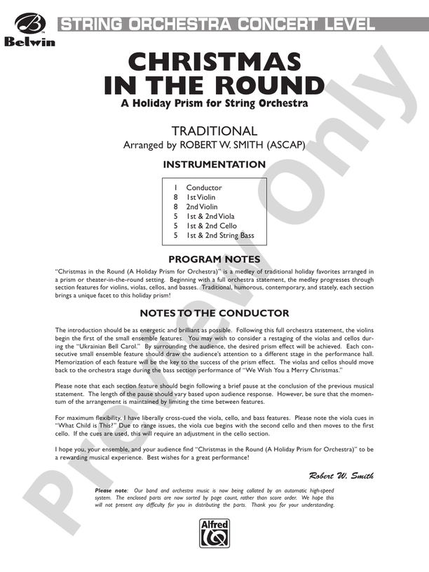 Christmas in the Round (A Holiday Prism for String Orchestra) – String Orchestra Conductor Score & Parts (Digital Download)