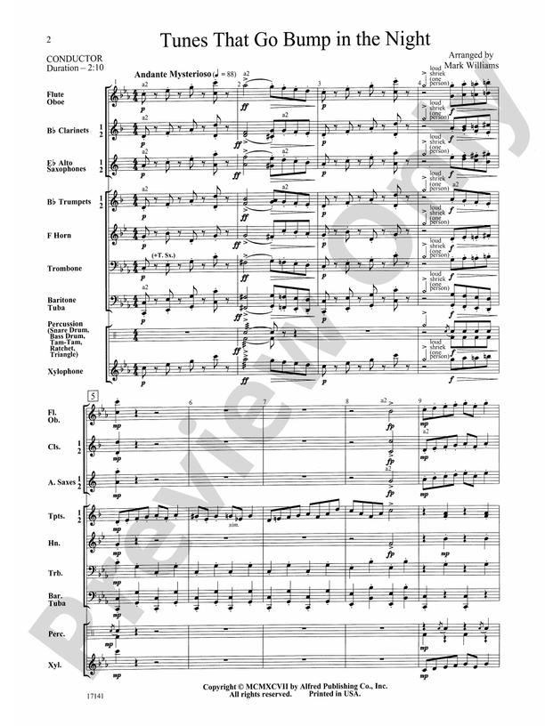 Tunes That Go Bump in the Night - Concert Band Conductor Score & Parts (Digital Download)