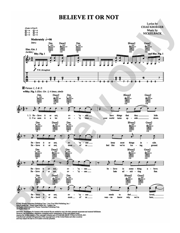 Believe It or Not - Guitar TAB (Digital Download)
