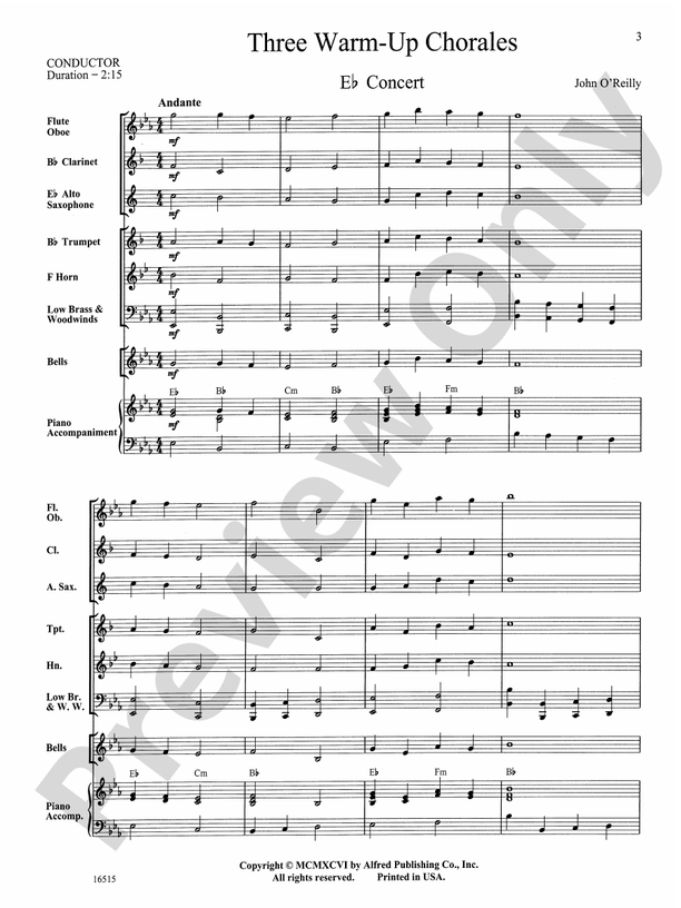 Three Warm-Up Chorales - Concert Band Conductor Score & Parts (Digital Download)