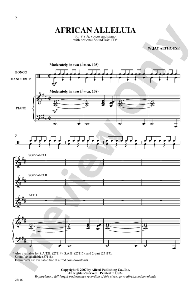 African Alleluia - SSA Choral Octavo (Digital Download)