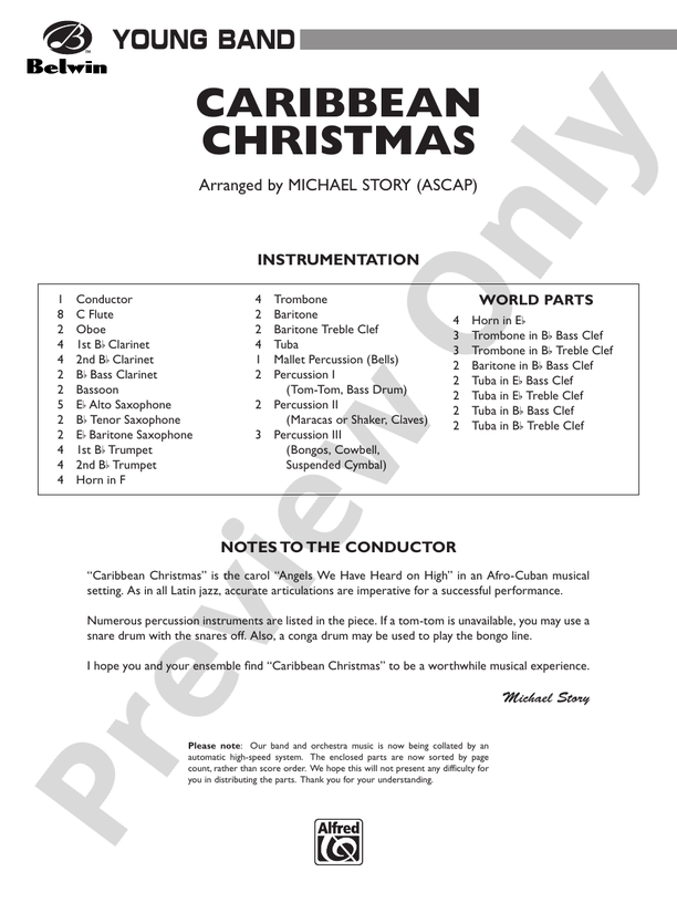 Caribbean Christmas - Concert Band Conductor Score & Parts (Digital Download)