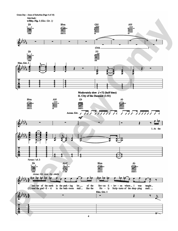 Jesus of Suburbia - Guitar TAB (Digital Download)