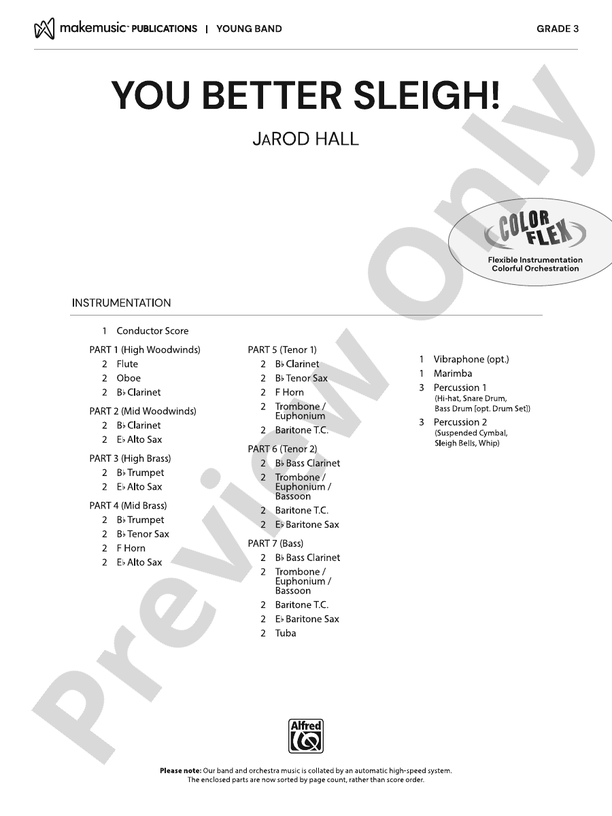 You Better Sleigh! – Concert Band Conductor Score & Parts - ColorFlex version (Digital Download)