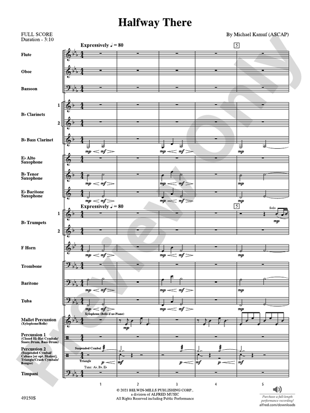 Halfway There - Concert Band Conductor Score & Parts (Digital Download)