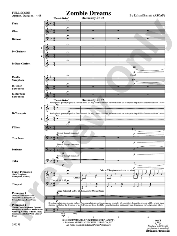Zombie Dreams - Concert Band Conductor Score & Parts (Digital Download)