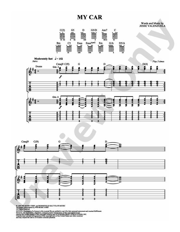 My Car - Guitar TAB (Digital Download)