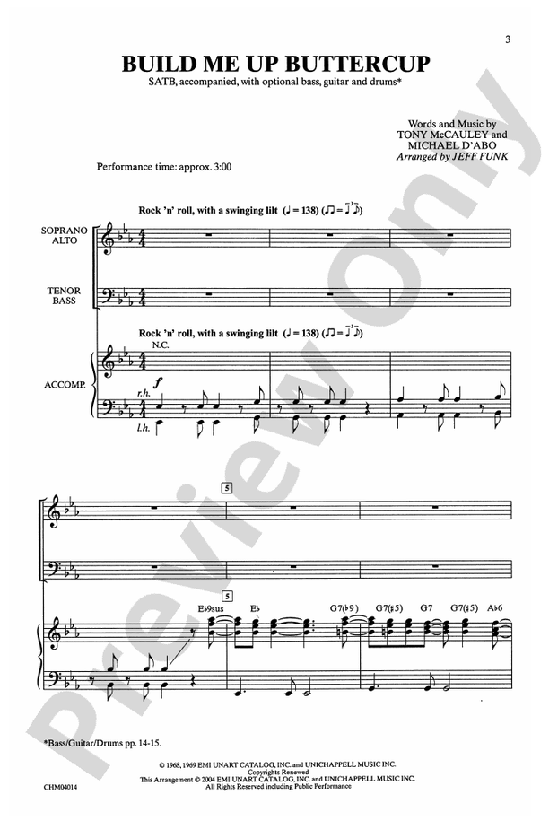 Build Me Up Buttercup - SATB Choral Octavo (Digital Download)