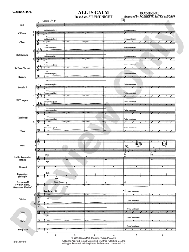 All Is Calm (Based on "Silent Night") – Full Orchestra Conductor Score & Parts (Digital Download)
