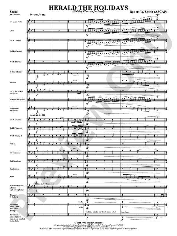 Herald the Holidays - Concert Band Conductor Score & Parts (Digital Download)