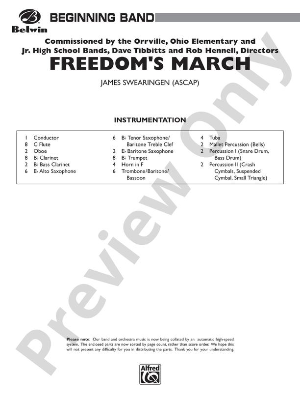 Freedom's March - Concert Band Conductor Score & Parts (Digital Download)