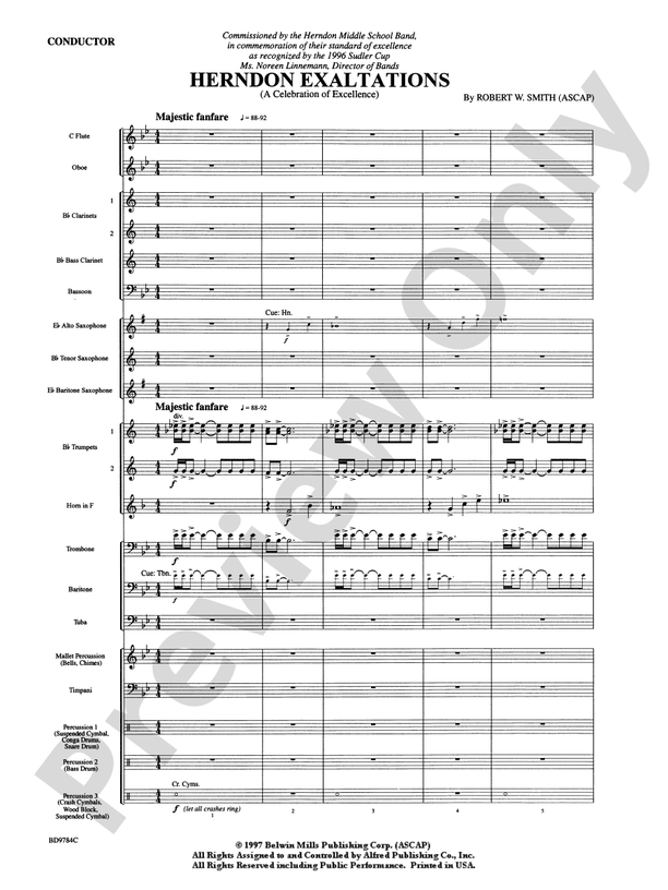 Herndon Exaltations (A Celebration of Excellence) - Concert Band Conductor Score & Parts (Digital Download)