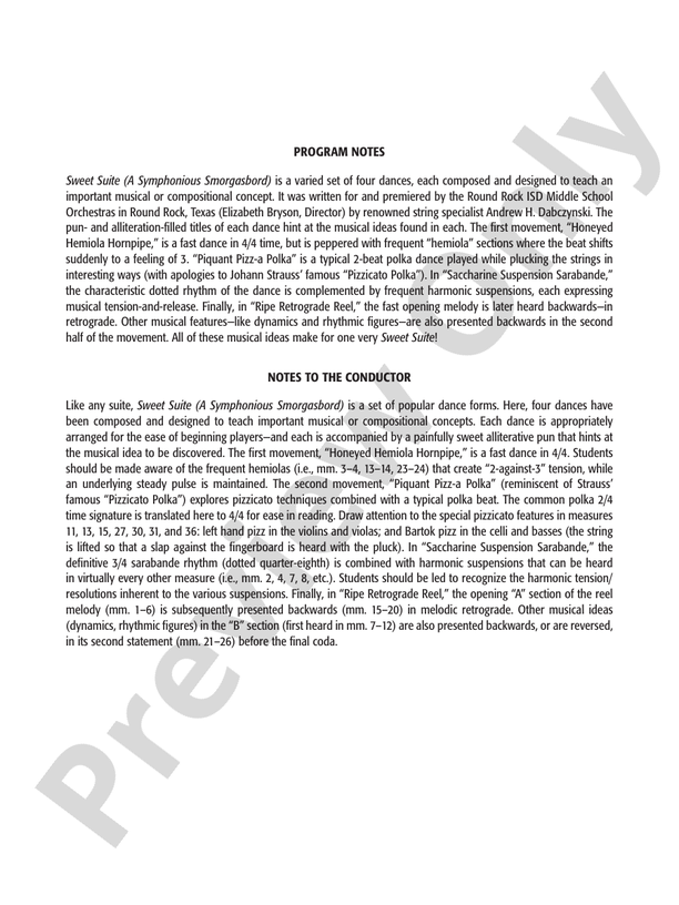 Sweet Suite – String Orchestra Conductor Score & Parts (Digital Download)