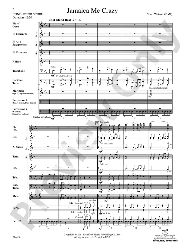 Jamaica Me Crazy - Concert Band Conductor Score & Parts (Digital Download)